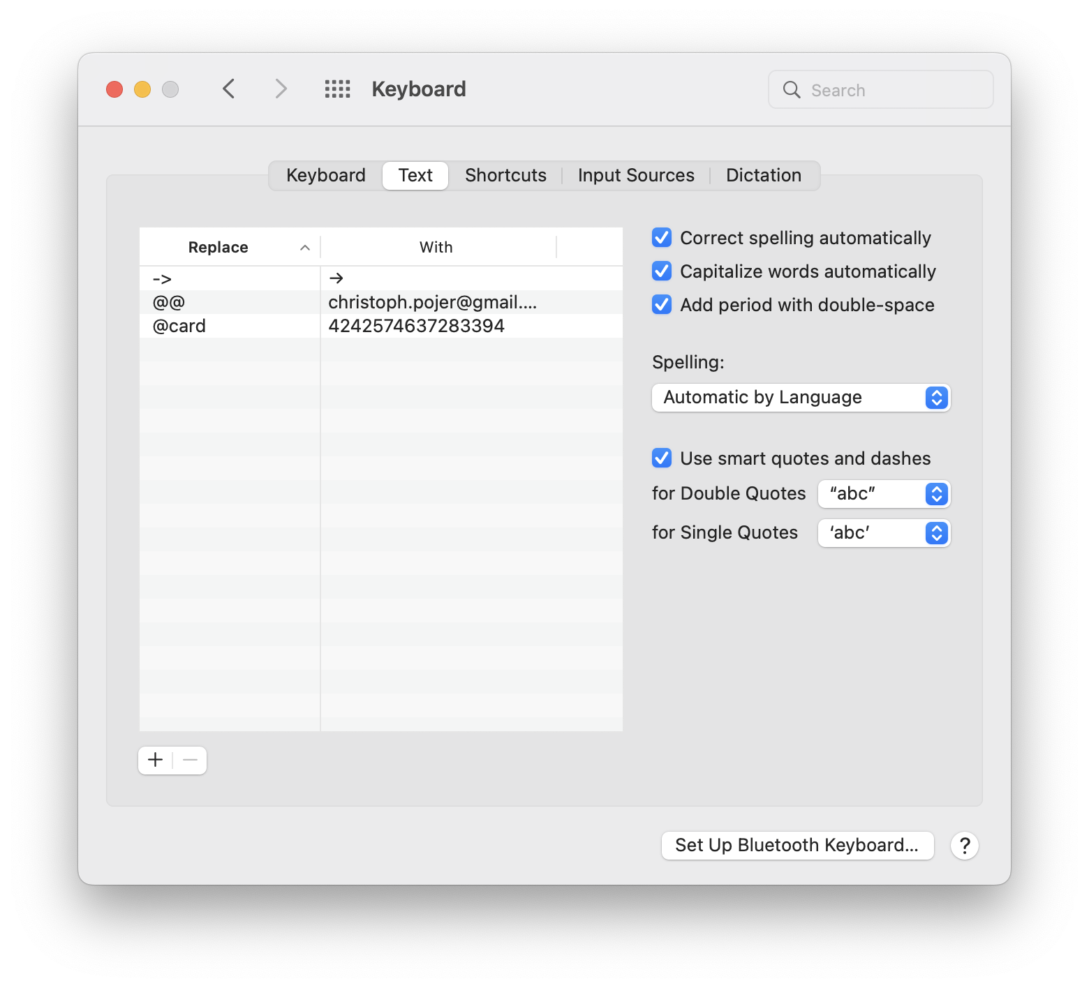 Keyboard Shortcuts Screenshot