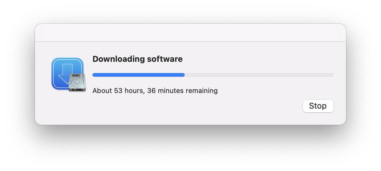 Xcode install was slow.