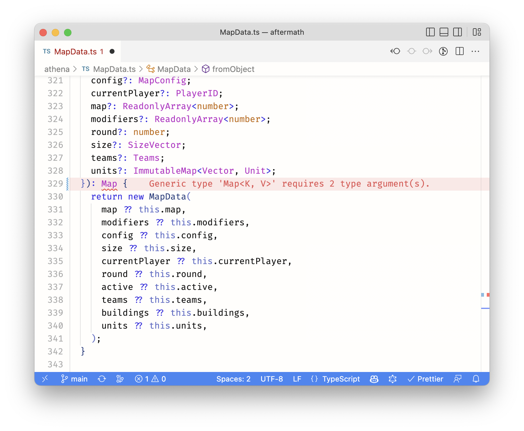 Screenshot of VS Code with ErrorLens